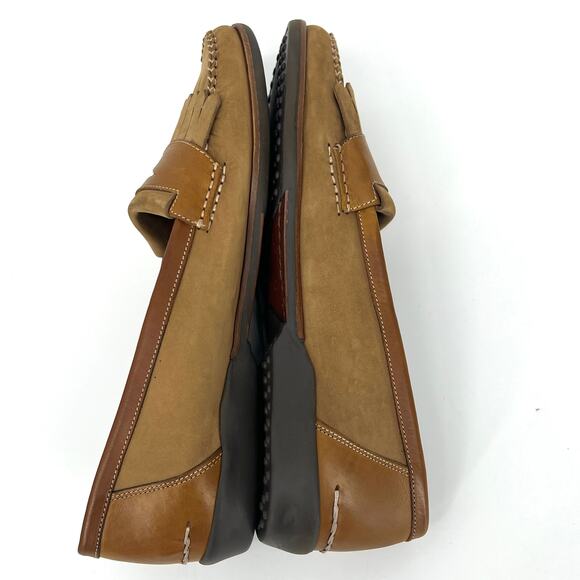 Bally Italy Mens Suede Leather Kilted Penny Loafers in Khaki Tan Size 11 - Picture 5 of 10